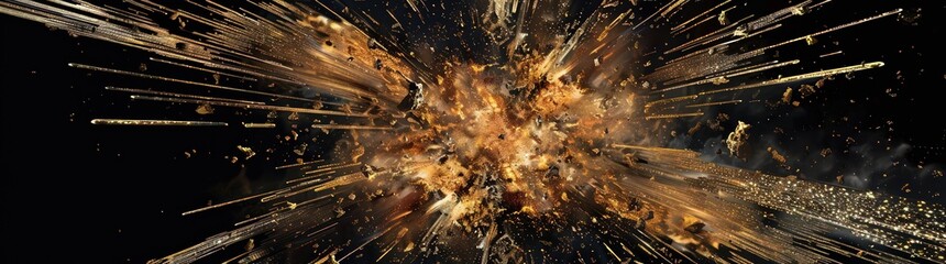 a gold and black starburst explosion against the black background