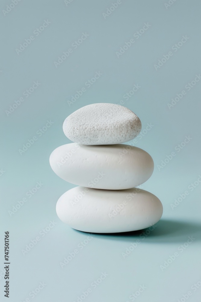 Aufkleber a stack of white rocks sitting on top of each other. suitable for nature and balance concepts