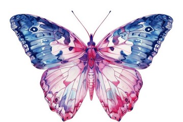 Vivid butterfly illustration in pink and blue Detailed and perfect for artistic and educational uses - obrazy, fototapety, plakaty