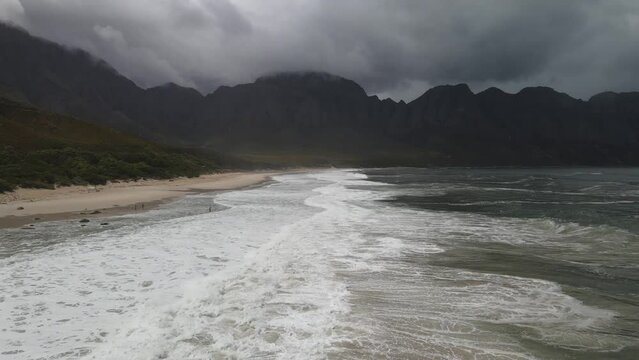 South Africa Top View to Kogel Bay beach with a cloudy background