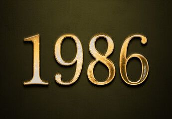 Old gold effect of year 1986 with 3D glossy style Mockup.	