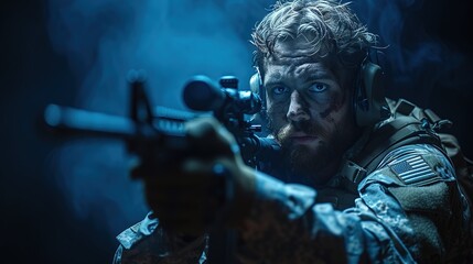 Fototapeta premium rangers during the military operation. anti terrorism military concept.