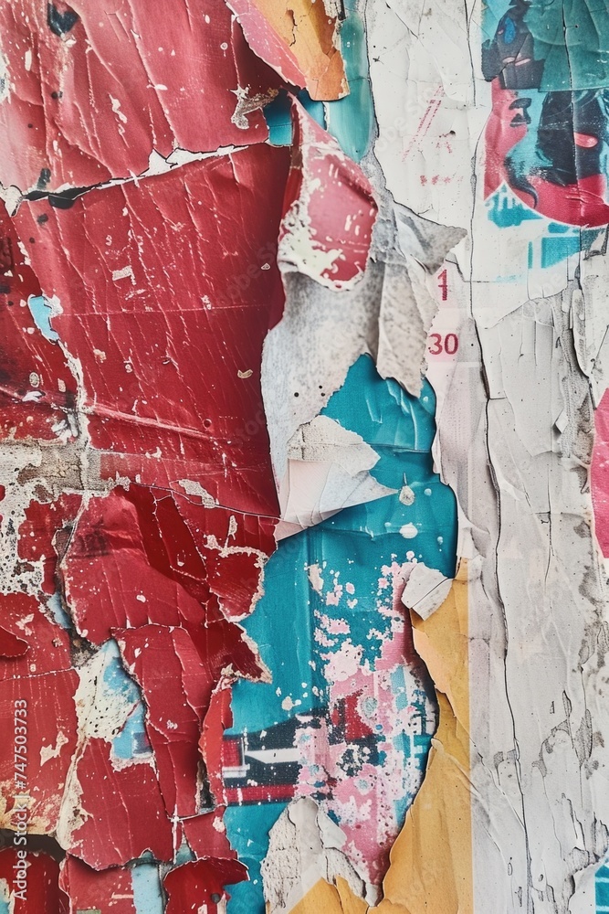 Poster close up of a wall with peeling paint, suitable for background use
