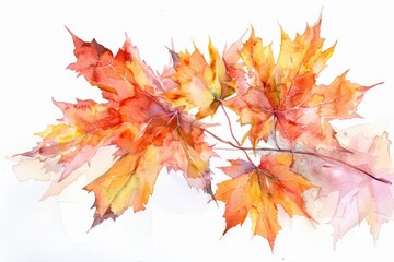 Vibrant watercolor painting of a bunch of leaves, perfect for nature-themed designs