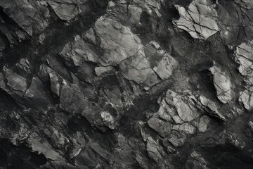 Detailed black and white photo of a rock wall. Perfect for backgrounds