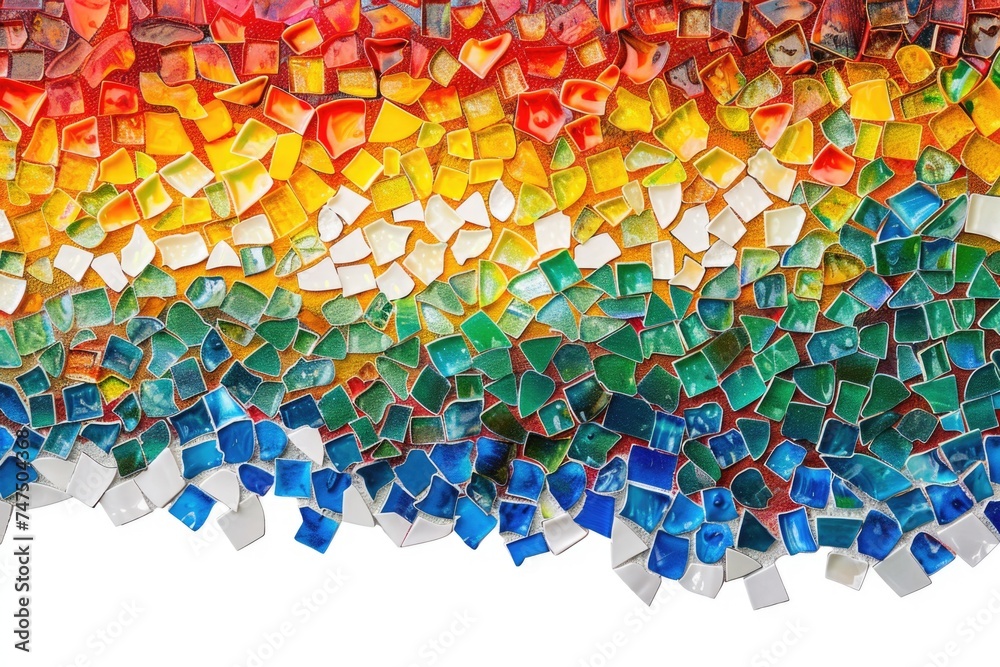 Poster Vibrant multicolored wall against a clean white backdrop. Ideal for adding a pop of color to any design project