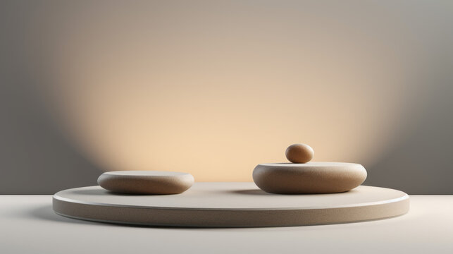 Adventurous Theme Pebble podium product display for product presentation