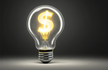 Innovative Finance: USA Dollar Symbol Encased in Light Bulb on Gradient Background