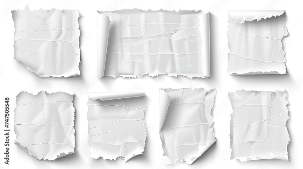 Poster collection of torn paper pieces, suitable for various design projects