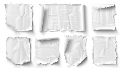 Collection of torn paper pieces, suitable for various design projects