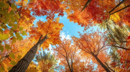 tree canopy with colorful leaves in the fall, celebrating the beauty and changing seasons of trees on Arbor Day
