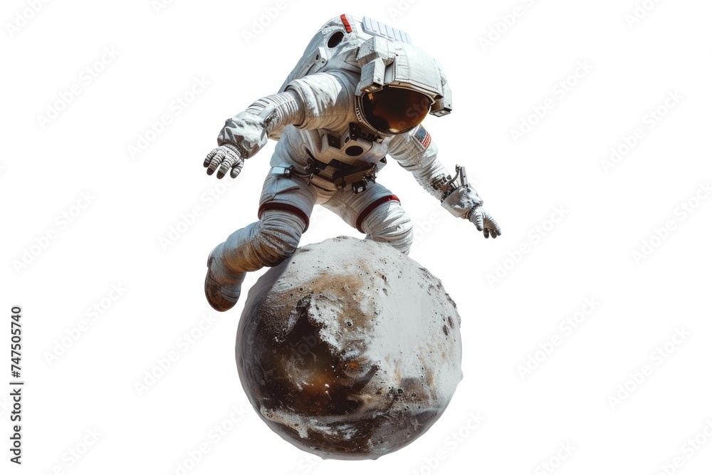 Aufkleber An astronaut in a spacesuit flying over the earth. Suitable for science and technology concepts