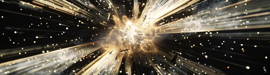 black background with a gold and black starburst explosion against the black background