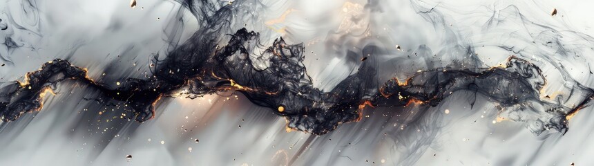 white background with marble black iron waves smoke  interstellar nebulae, dark gold