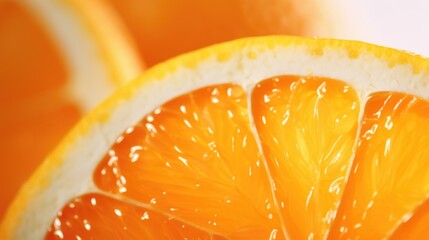 A vibrant close up of a slice of orange. Perfect for food and nutrition concepts