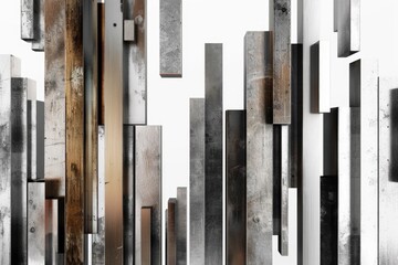 A collection of metal bars in a monochrome composition. Suitable for industrial design projects