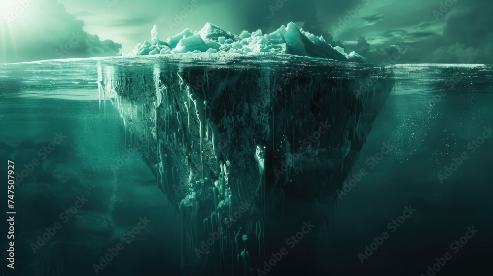 Aufkleber an iceberg floating in the vast ocean, suitable for environmental and climate change concepts