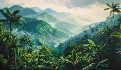 an oil painting with tropical plants Generative AI