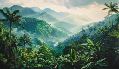Photo sur Plexiglas Gris 2 an oil painting with tropical plants Generative AI