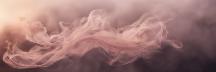 Close-up image highlighting the delicate wisps of smoke gently unfolding against a background of dusky rose. - obrazy, fototapety, plakaty