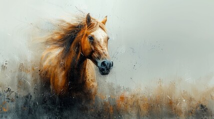 An abstract painting featuring a nostalgic horse.