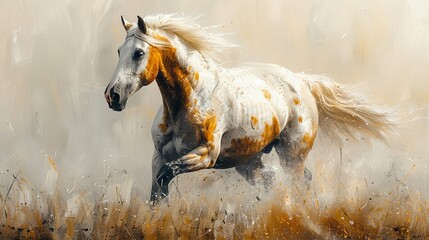 Painting on canvas of a nostalgic horse in abstract style.