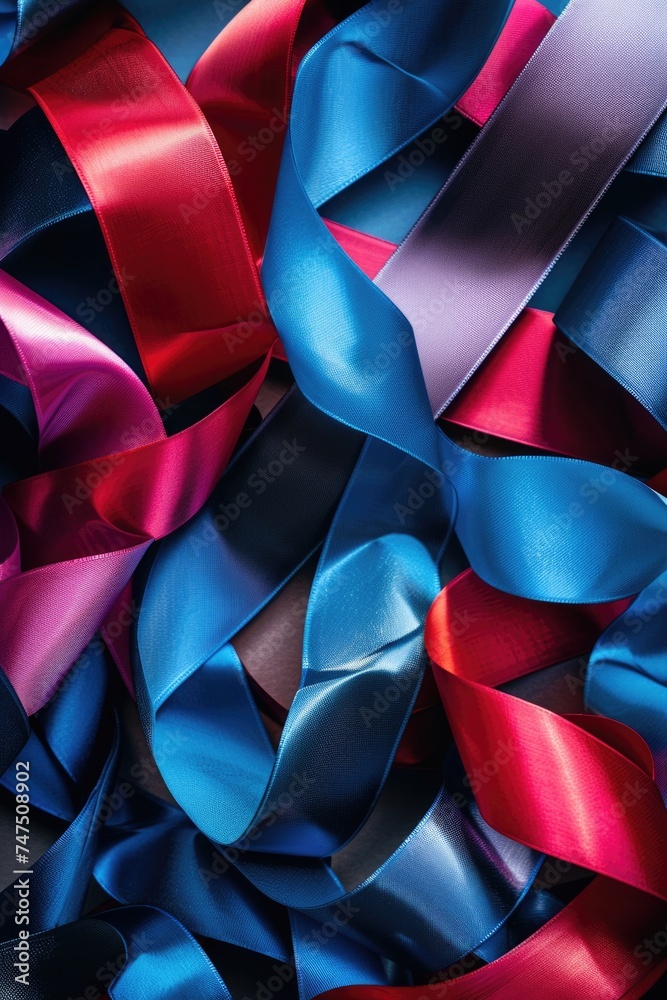 Poster Close up of various colored ribbons, great for adding a pop of color to any project
