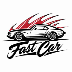 Fast Car Handwritten Calligraphy Logo Elegant Vector Design
