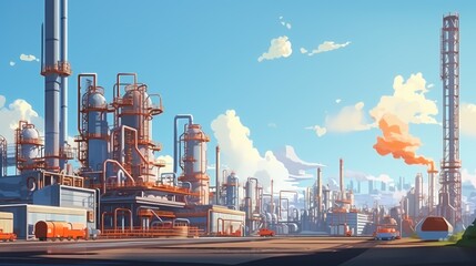 Obraz premium Factory with heavy smoke emissions, suitable for environmental themes