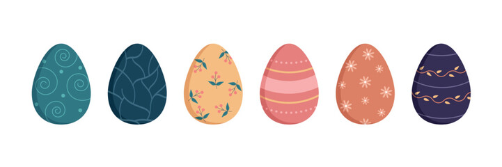 Easter banner. Vector illustration of easter colorful eggs on white background.