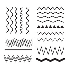 Vector zigzag lines and waves, wavy pattern. Squiggle zig zag frame with wiggle. Curvy undulate parallel borders. Design of squiggly seamless water graphic brushes. Curve sinuous stroke with sine - obrazy, fototapety, plakaty