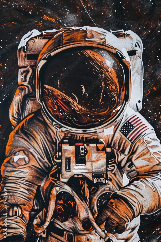Poster an astronaut holding a camera, perfect for space exploration concepts
