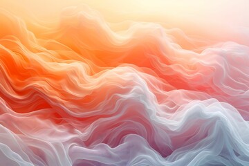 An abstract landscape of wavy gradients flows with warm peach to cool lavender hues, reminiscent of...