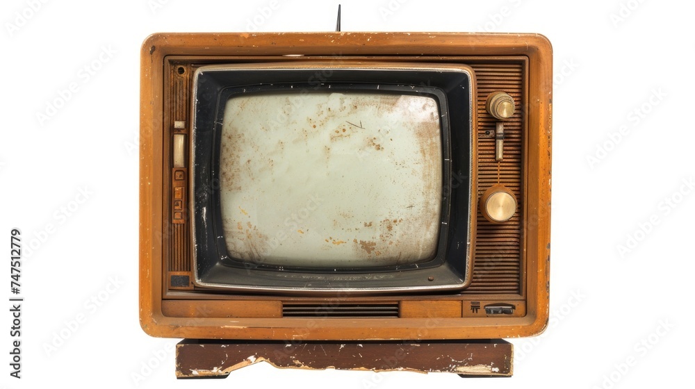 Poster old television set with a rusty screen, perfect for retro themes