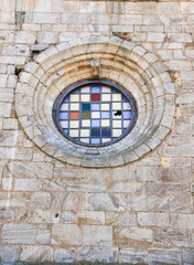 Stained glass window of Santa Maria del Castillo in Olivenza town