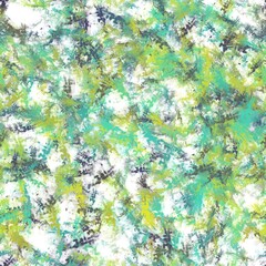 Multicolored liquid chaotic brush strokes on the white background. Japanese pattern. Seamless repeat texture. Medium aquamarine, yellowy green, avocado green and davy grey colors.