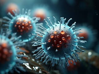 Virus cells in abstract background - obrazy, fototapety, plakaty