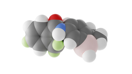 acoziborole molecule, antiprotozoal, molecular structure, isolated 3d model van der Waals