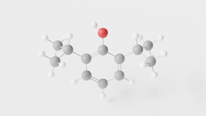 propofol molecule 3d, molecular structure, ball and stick model, structural chemical formula diprivan