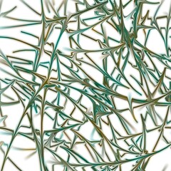 Chaotic long lines with liquid texture. Dark blue green and olive brown colors on the white background. Handmade seamless pattern.