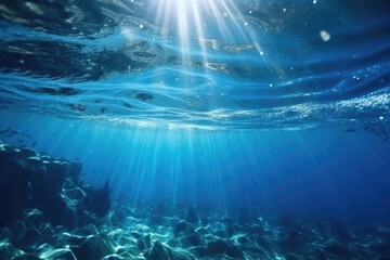 Sun shining through the water's surface, perfect for nature or underwater themes