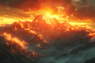 Fantastic sunset over the mountains