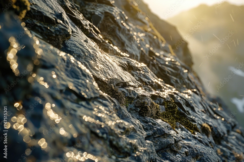 Poster close up shot of a rock with water, suitable for nature and texture backgrounds