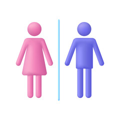 3D Toilet icon. Woman and man icon. Restroom concept