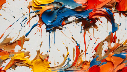 Multicolored strokes and splashes of paint. 3D smears of oil paint