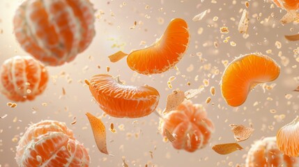 pieces of tangerine, on a light background
