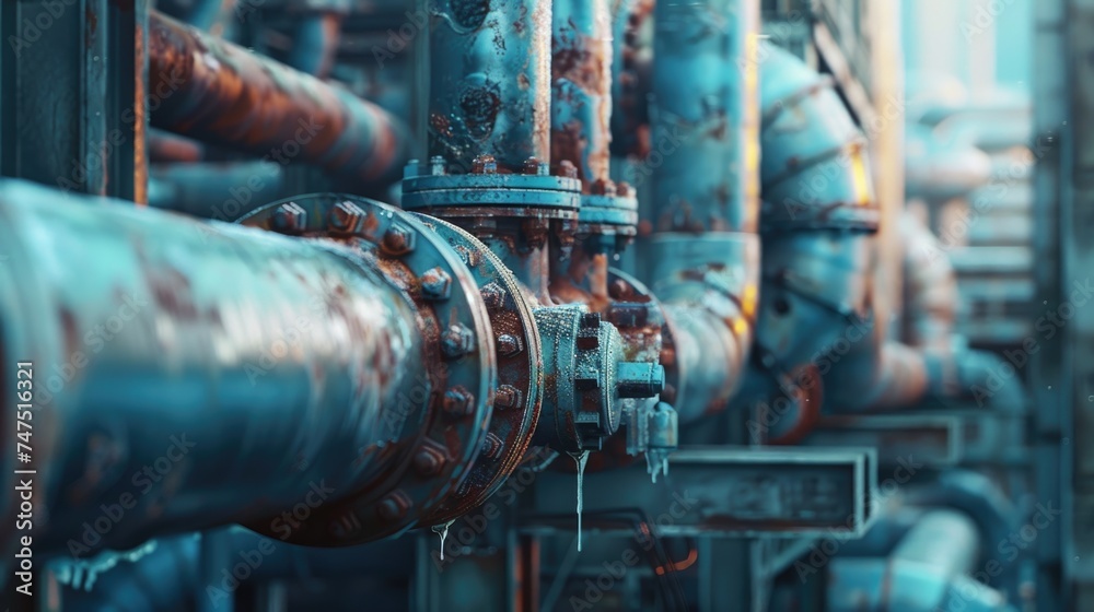 Poster a group of connected pipes, suitable for industrial and engineering concepts