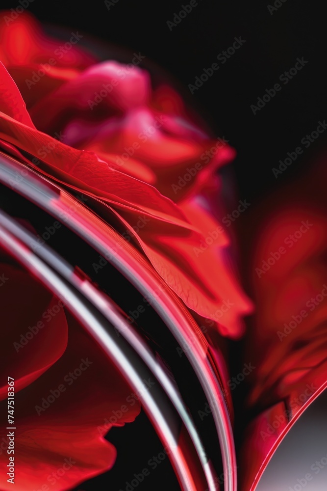 Poster close up of a red flower on a black background. suitable for various design projects
