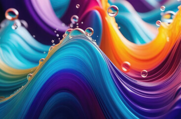 abstract colorful background with water drops, rainbow colors, illustration