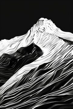 A stunning black and white image of a majestic mountain. Perfect for nature lovers and travel enthusiasts